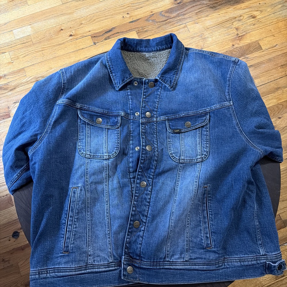 LEE Men's Regular Fit Reversible Sherpa Lined Trucker Rider Denim Jacket Men XXL
