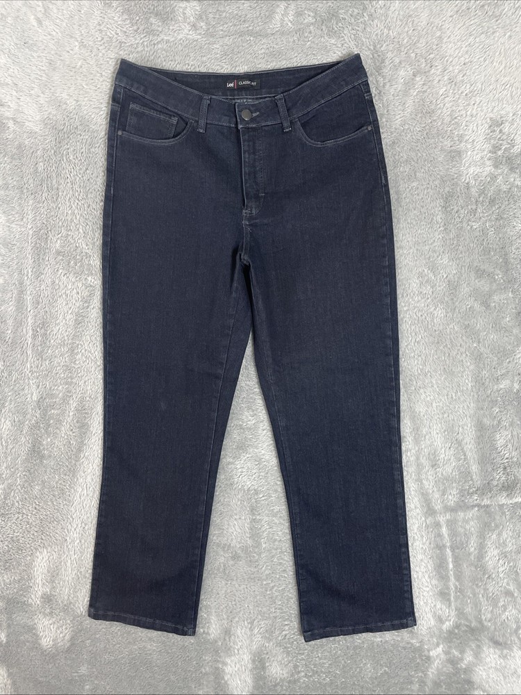 Lee Womens Petite 14P Dark Blue Straight Leg Stretch Jeans