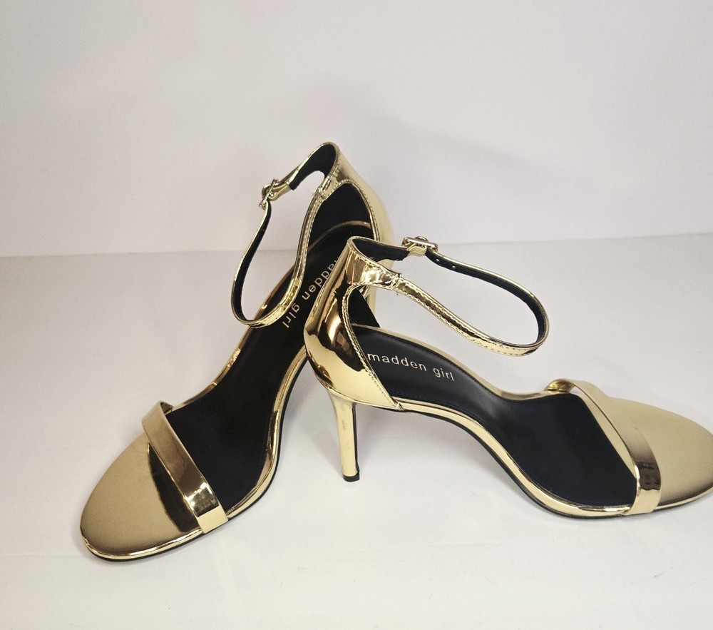 Madden Girl Gold Ankle Strap Heels Size 8.5 By Steve Madden