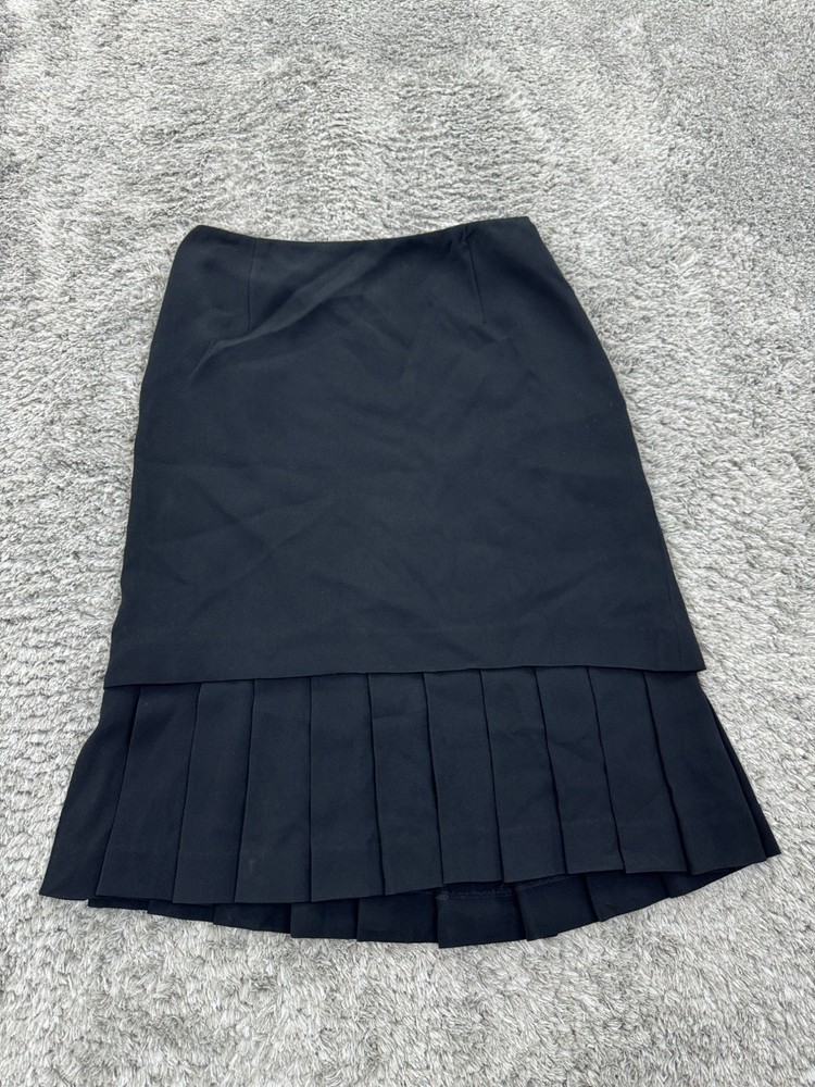 Carlisle Skirt Women 8 Black Pleated Ruffle Pencil Midi Career Whimsigoth Vtg