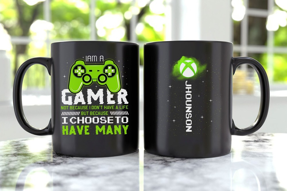 Personalized Gamer Mug Video Game Lovers Mug Funny Gamer Cup Green Gaming Gift