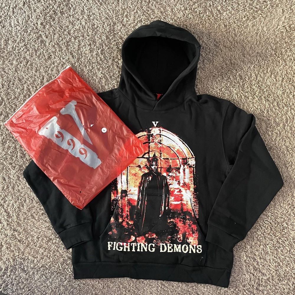 V-Lone Heavyweight Juice WRLD Fighting Demons Hoodie Black Graphic Collectible