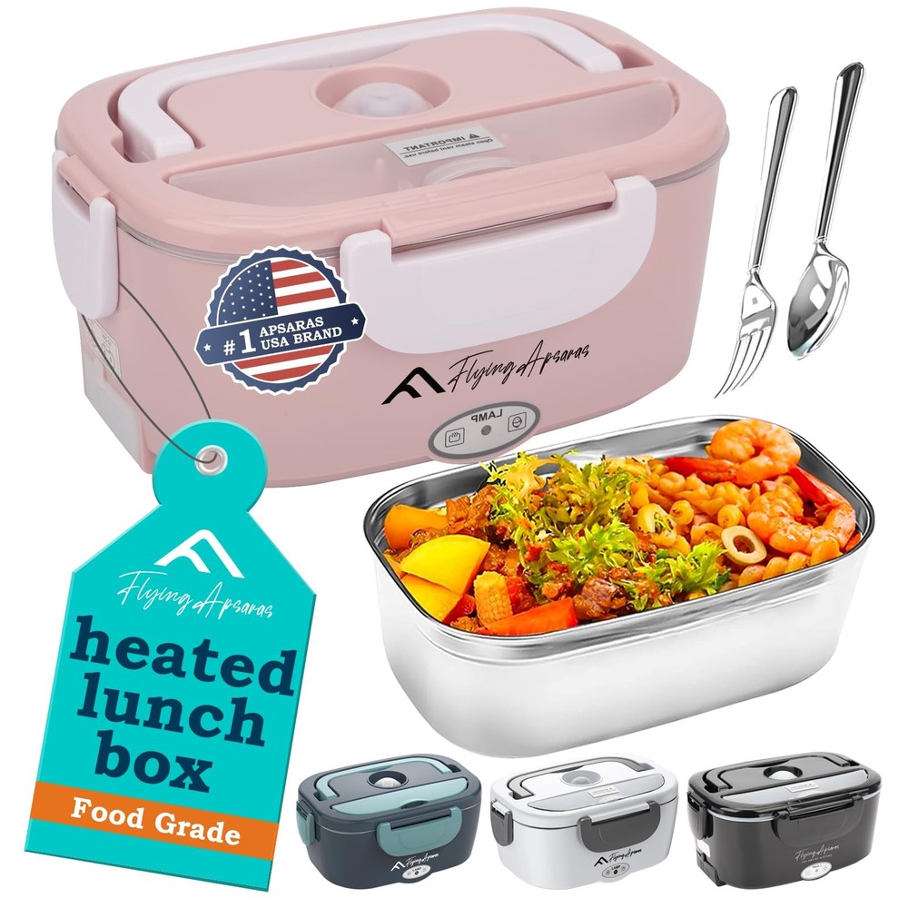 APSARAS USA 3-in-1 Electric Heated Lunch Box 60-80W for Adults 12V/24V Portable