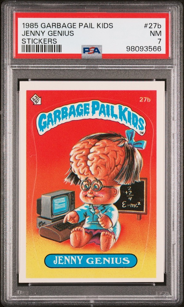 1985 Topps OS1 Garbage Pail Kids Series 1 JENNY GENIUS 27b Matte Card PSA 7 NM