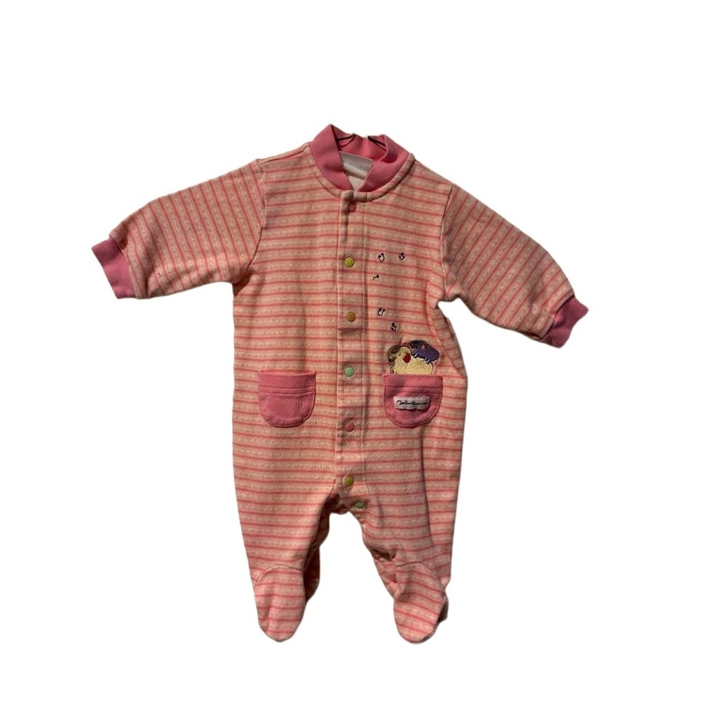 Vintage Carters Pink Striped Footed Sleeper Snap Front Baby One Piece 90s Y2K