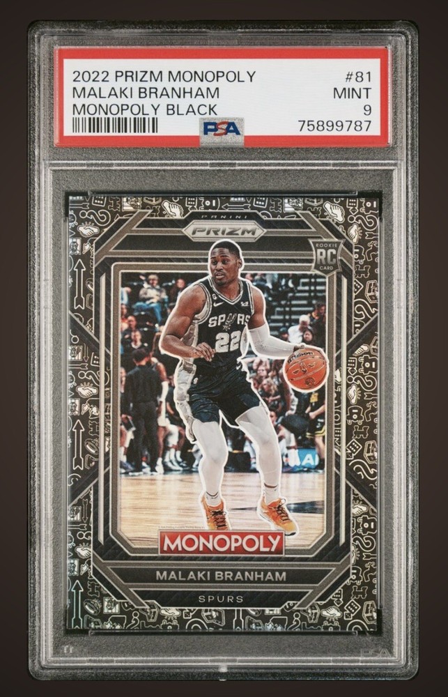 2022 Panini Prizm Monopoly 81 Malaki Branham Monopoly Black RC Rookie PSA 9