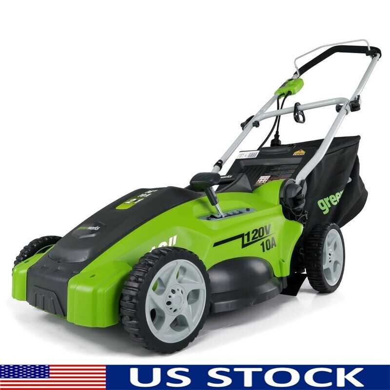 10 Amp Corded Electric Walk-Behind Lawn Mower 16 In 2 in 1 Mulching Bagger Push