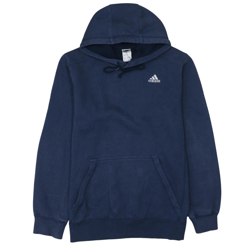 Adidas Navy Blue Hoodie Men's Medium Embroidered Chest Logo Drawstring Pullover