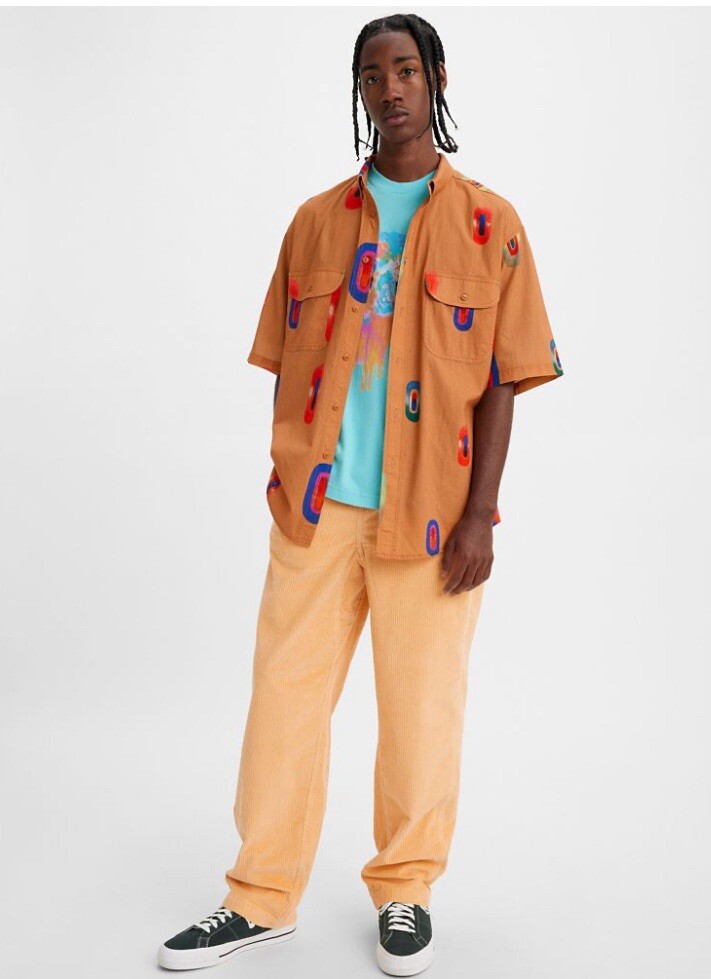 Levis Size Large Apricot Cream Skateboarding Quick Release Corduroy Pants - M