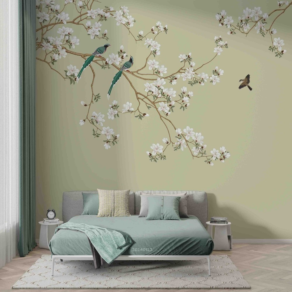 3D Chinese Painting Flowers Bird Wall Murals Wallpaper Murals Wall Sticker 2