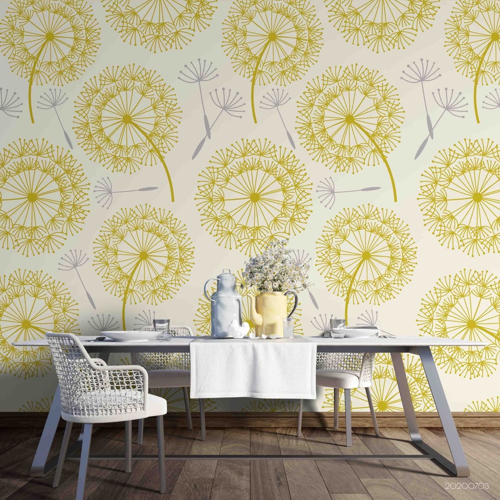 3D Dandelion Watercolor Pattern Wall Murals Wallpaper Murals Wall Sticker