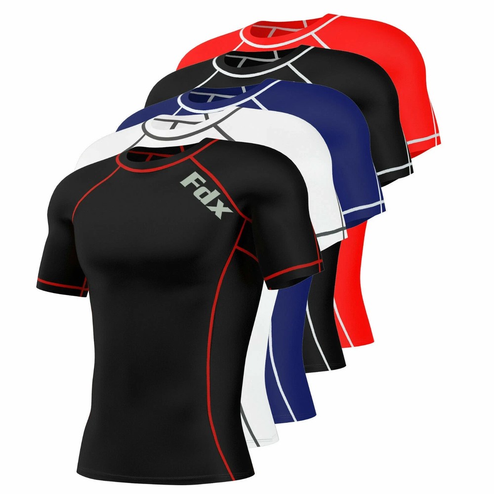 FDX Mens Compression Armour Base Layer Top Half Sleeve Thermal Gym Sports Shirt