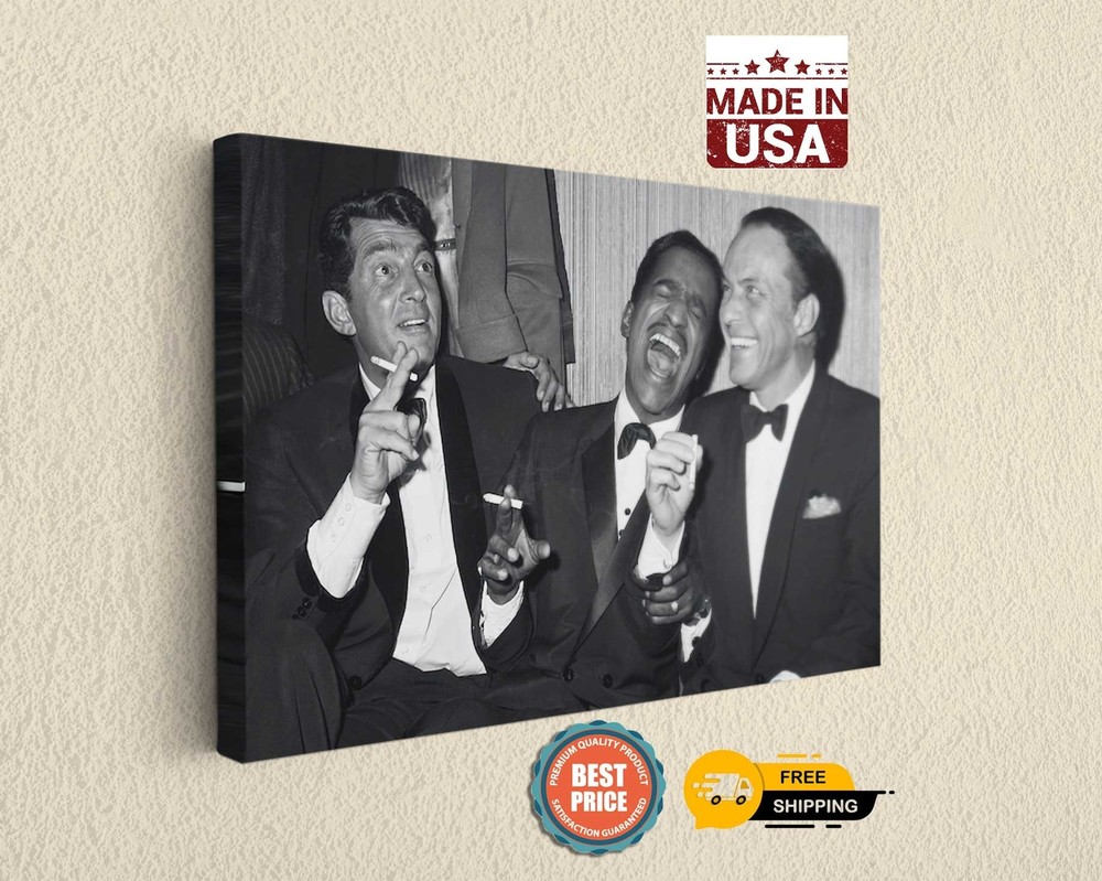 Rat Pack Canvas Print Black White Movie Actors Wall Art Home Decor