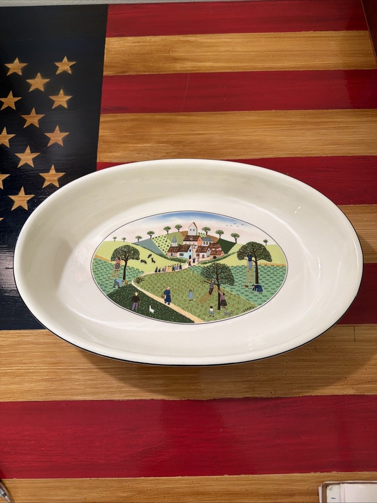 Villeroy & Boch Naif Oval Casserole Dish German Porcelain Laplau Village Fruit￼