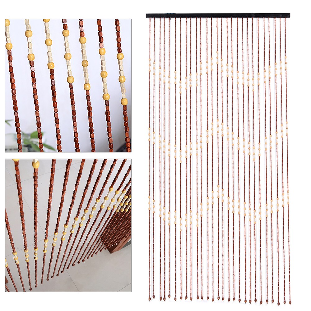Bamboo Bead Curtain, String Door Curtains Beaded, Wooden Curtain for Doorway NEW