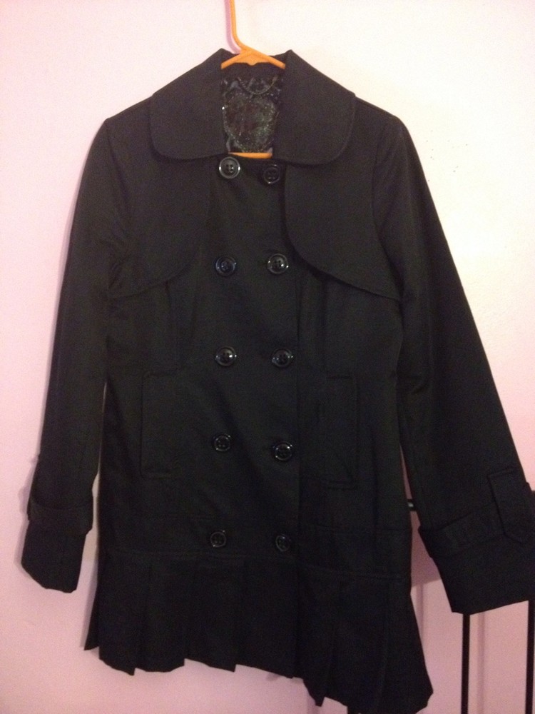 Guess Double Breast Pleated Trench Coat in Medium-image