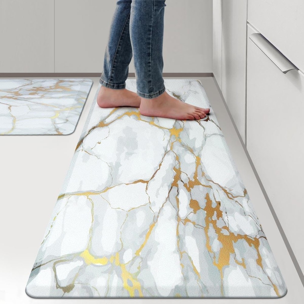 Anti Fatigue Kitchen Rug Set 2-Pack with 1/2 Inch Thick Cushion Mat for Comfort