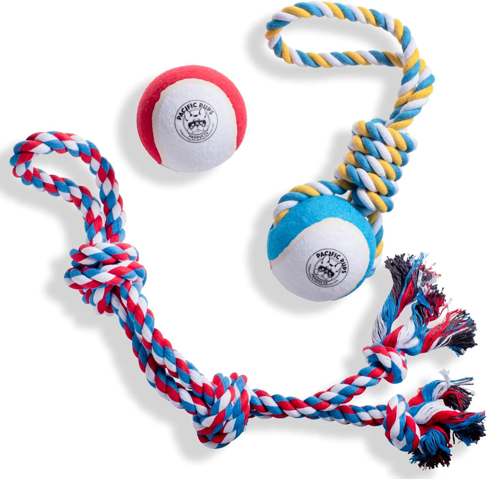 Dog Rope Toys, XL Tug Toy & Ball, 3Pcs Rope Toys for Large Dogs, Support