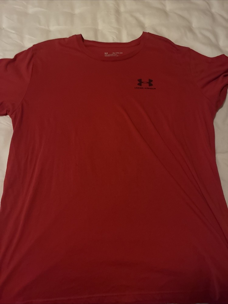 Mens Under Armour Heat Gear RED Short Sleeve  Loose Top Shirt Size 2XL