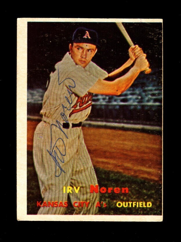 1957 TOPPS IRV NOREN #298 ATHLETICS SIGNED AUTOGRAPH