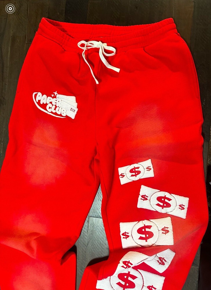 🔥NEW🔥PAPER CLUB “MONEY ON MY MIND” Sweatpants- LARGE- EXCLUSIVE #HYPEBEAST