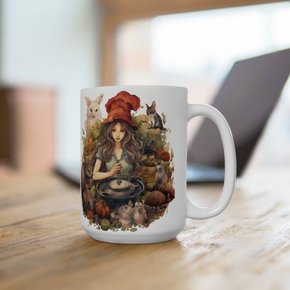 Cottagecore Forest Creatures Ceramic Mug 15oz Nature Design