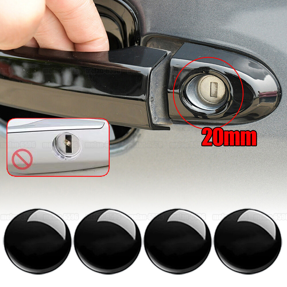 4pcs Black Car Door Lock Keyhole Protector Cover Cap Sticker Trim Accessories