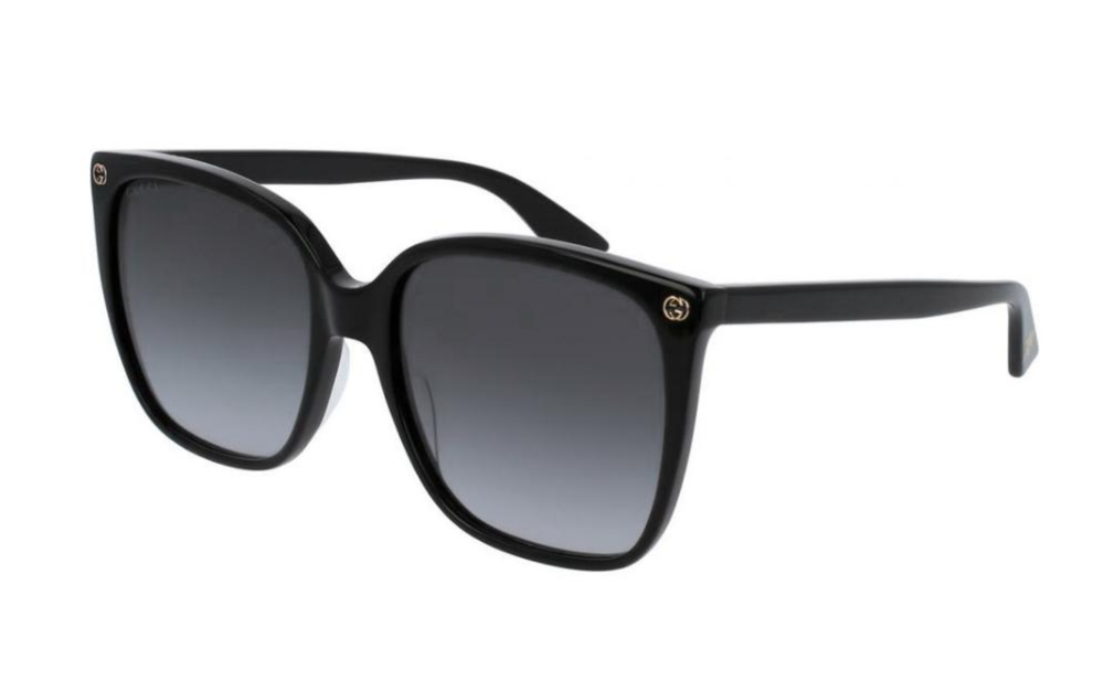 New GUCCI GG0022S 001 57mm Black Gold GG Square Oversized Sunglasses Italy