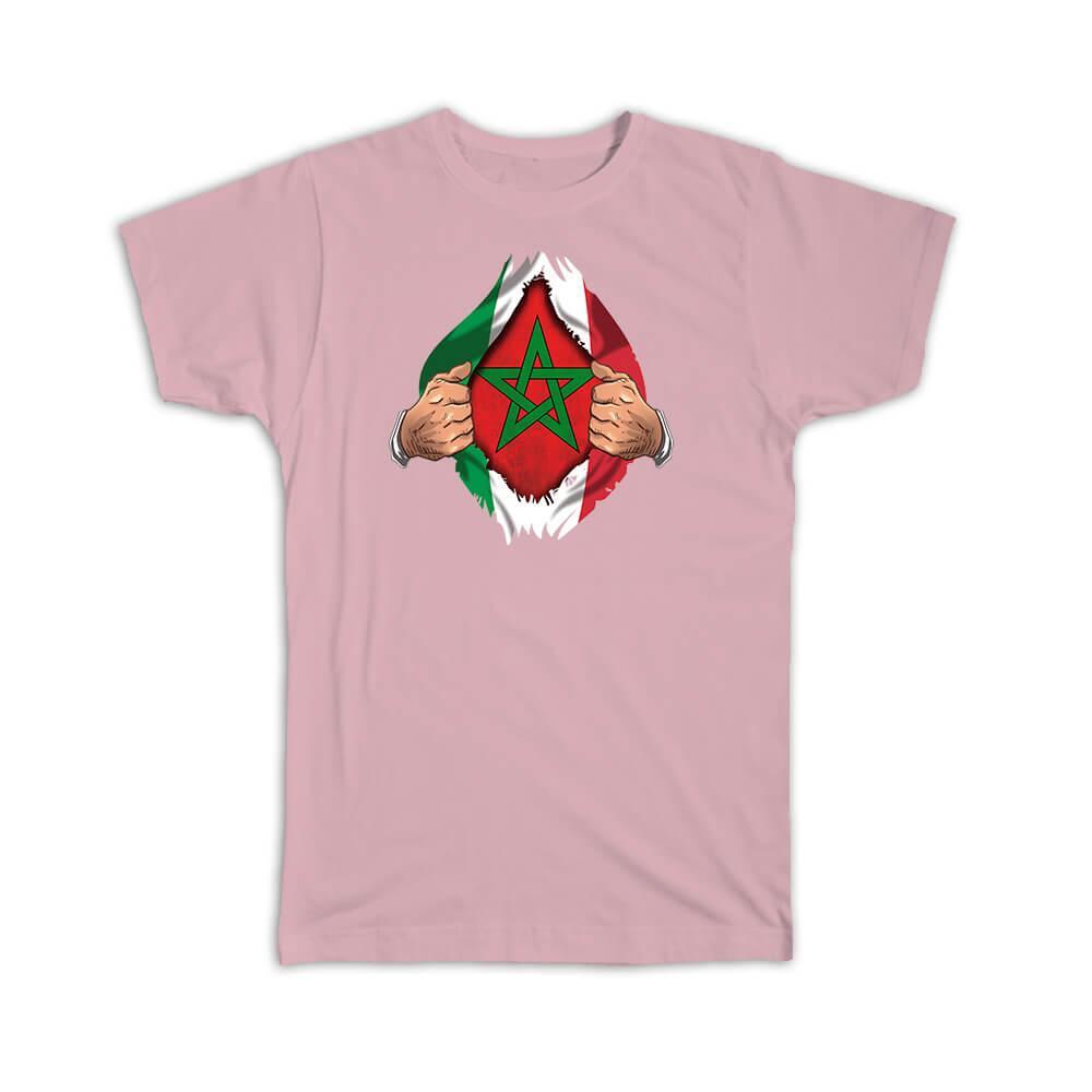 Gift T-Shirt : Morocco Italian Flag Chest Moroccan