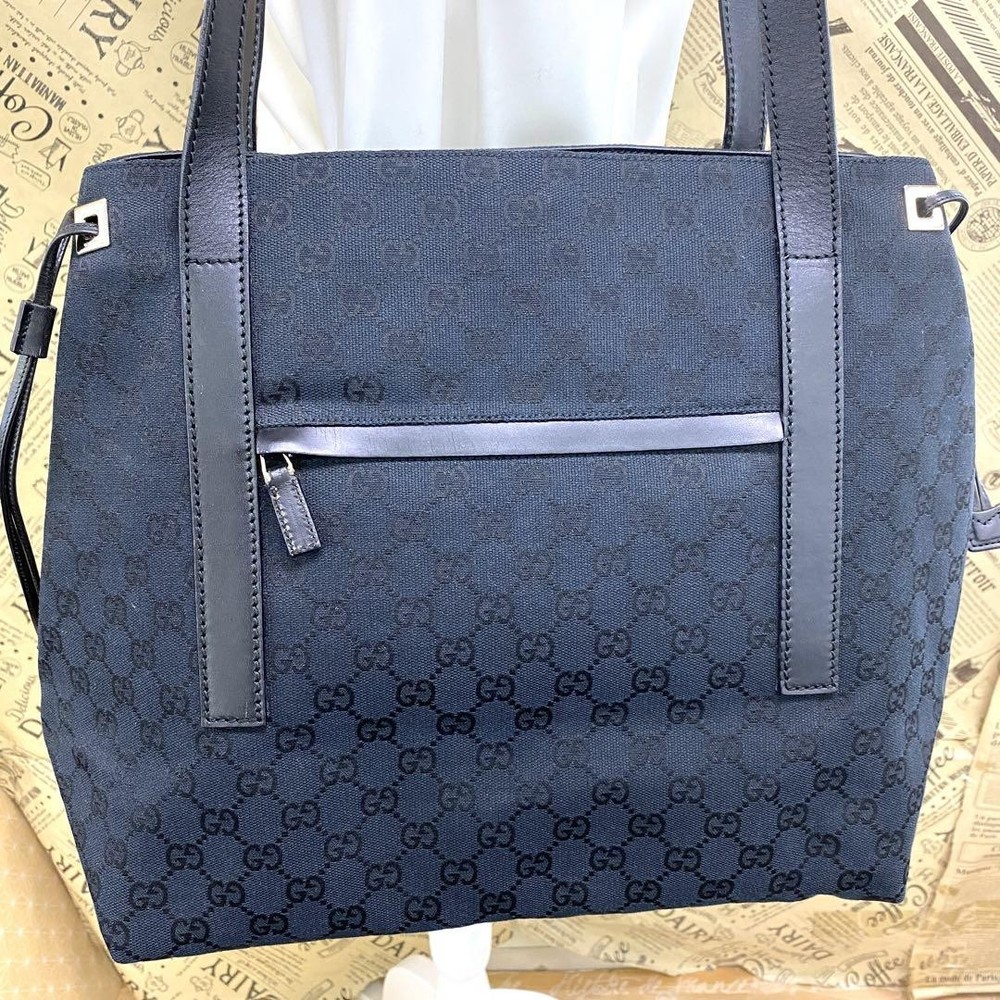 Gucci GG Canvas Large Black Tote Shoulder Bag FS628 New