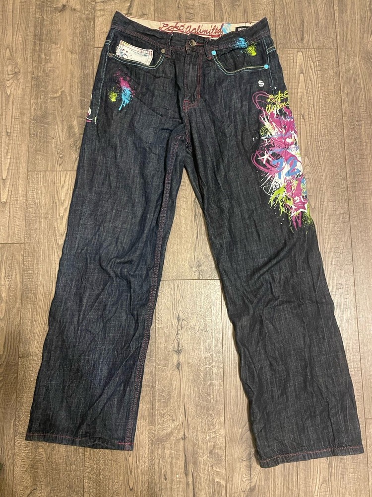 Vintage Ecko Unlimited Baggy Jeans Hip Hop Sz 32 Jnco 90s Punk Rock Skate Y2k