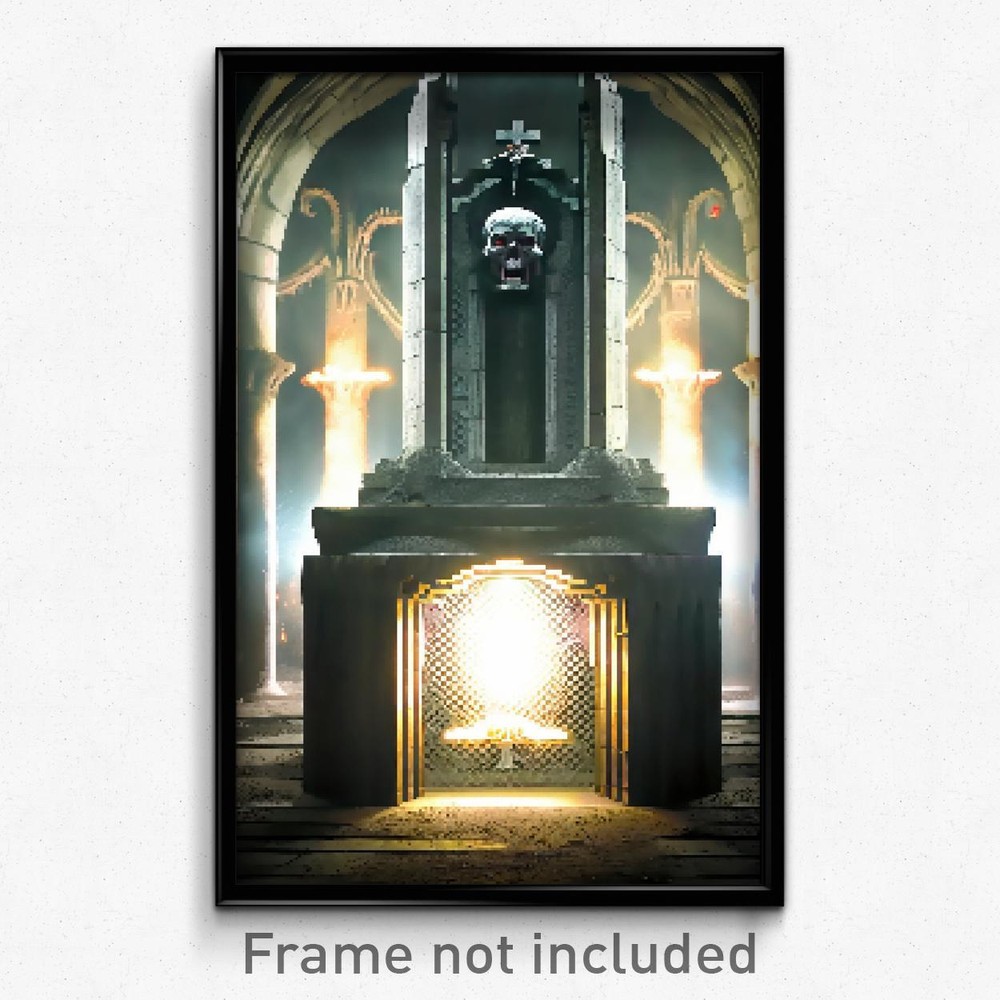 Psychedelic 8-Bit Pixel Art Crypt Poster
