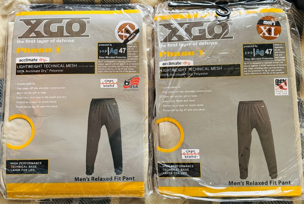 NEW MILITARY XGO PHASE 1 ACCLIMATE DRY LIGHTWEIGHT TECH MESH PANTS XL 2PAIR