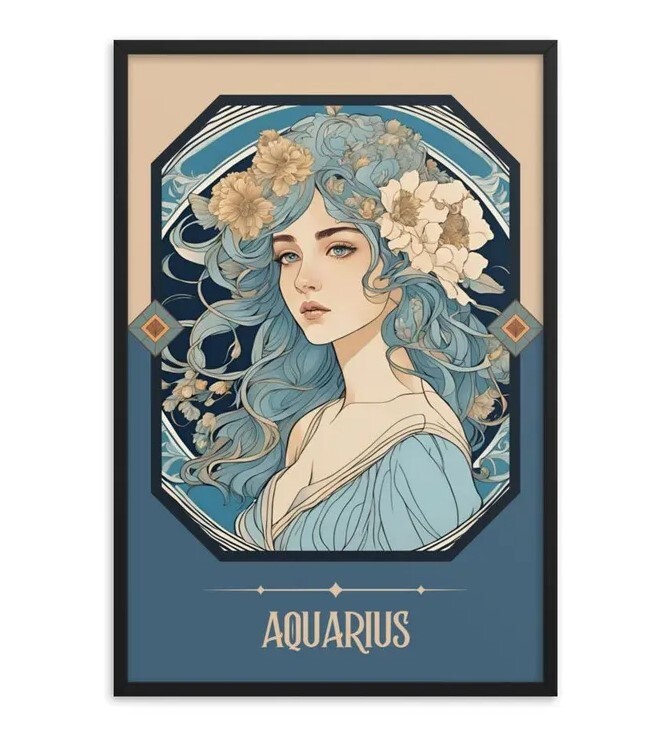 Aquarius Star Sign Art Print – Art Nouveau Inspired Tarot Woman