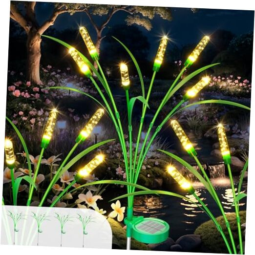 4 Pack 30-Inch Solar Garden Lights with 24 LED Bulbs