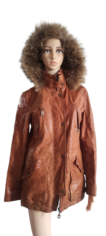 Patricia Women's Fashion Lambskin Leather Sheepskin Brown Jacket Size M