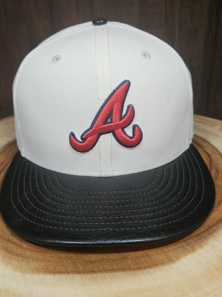 Atlanta Braves New Era 59Fifty Fitted Hat Cap Size 7 1/2 Leather Bill MLB