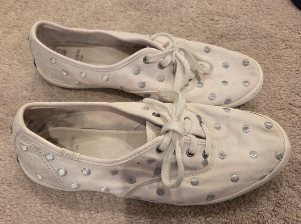 Keds x Kate Spade New York Women’s Shoes Size 8 Silver Polka Dot Lace Up Sneaker