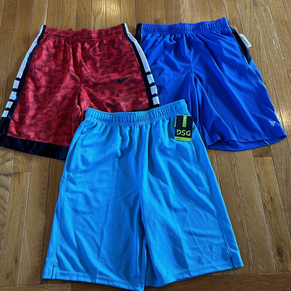 New NWT 3 Pairs Boys XL Sport Athletic Shorts Nike DSG Old Navy Active Red Blue