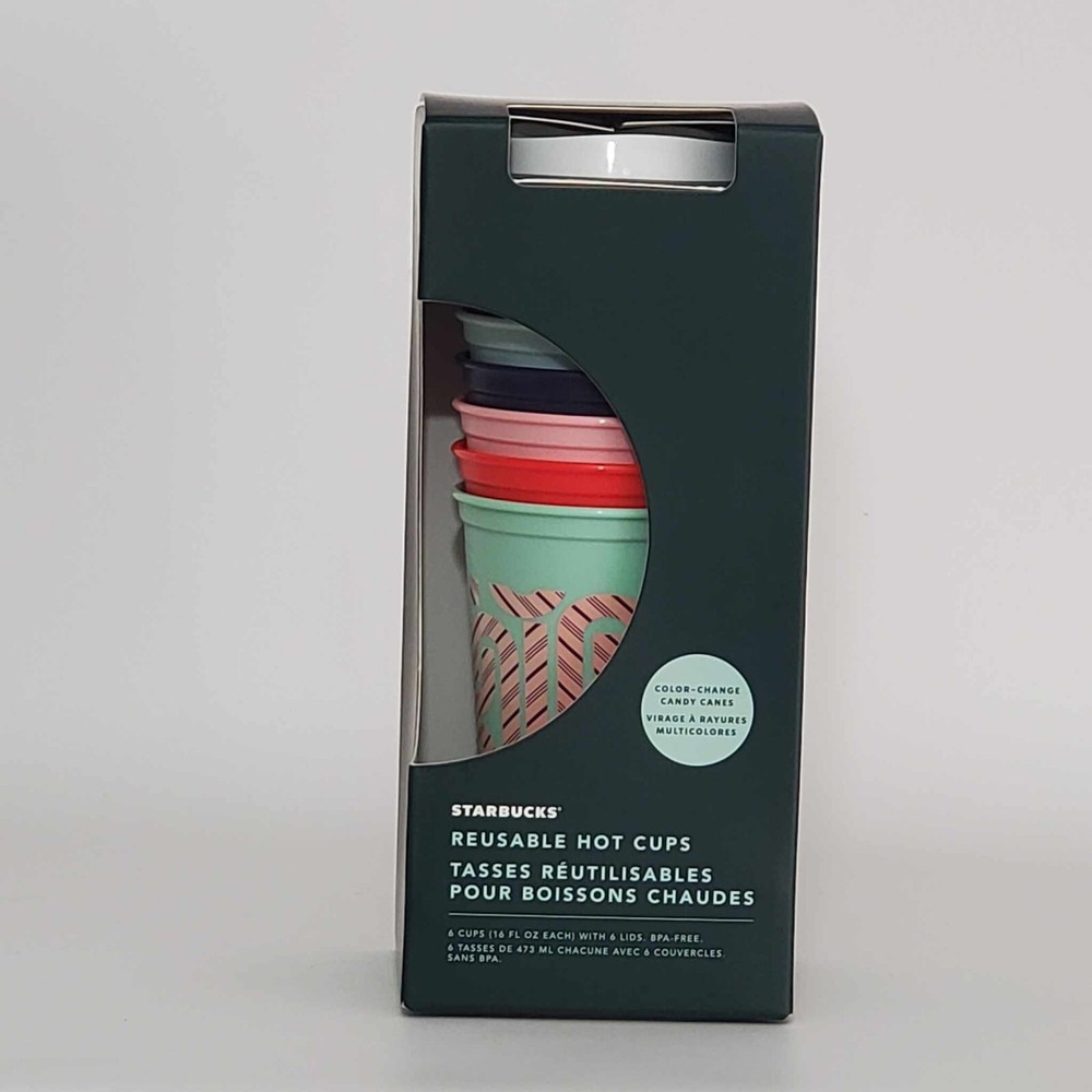 STARBUCKS Holiday 2020 6 Reusable Color Changing Hot Cups 16oz-NEW