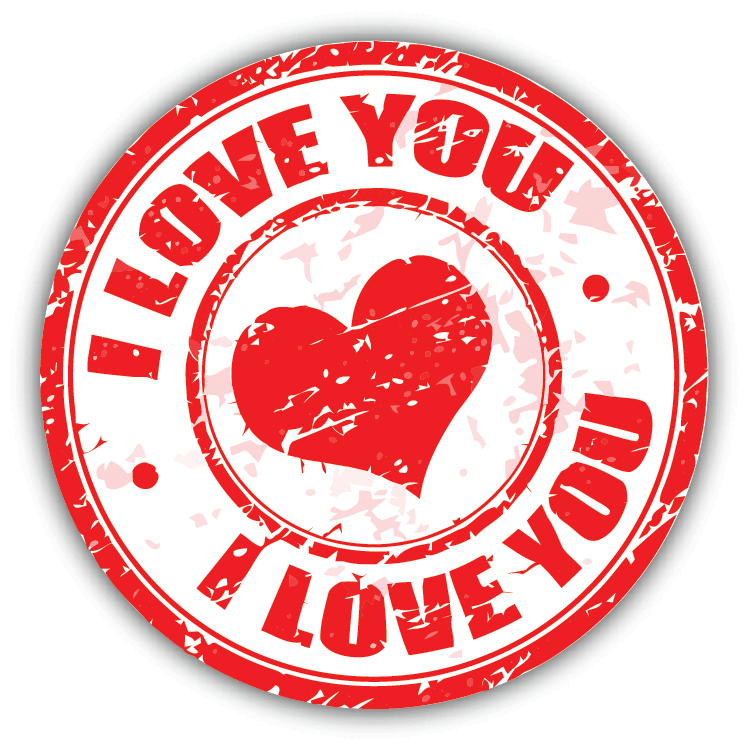 I Love You Valentine's Day Stamp Car Bumper Sticker Decal