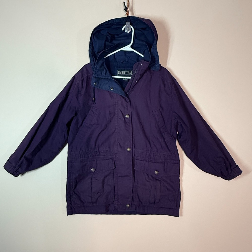 Pacific Trail Fleece Lined Barn Jacket Shell Four Pocket Coat Purple Small S