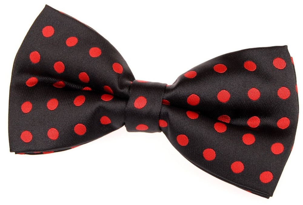 Men's Black Polka Dot Pre-Tied Bow Tie 5 Inch Microfiber Woven Classic Style