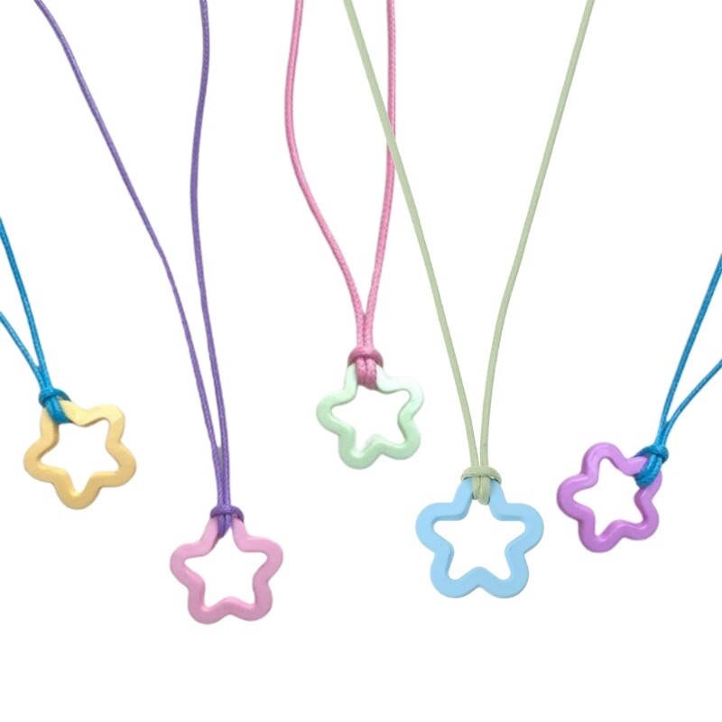 Acrylic Flower Pendant Necklace Simple Handmade Cord Charm Necklace