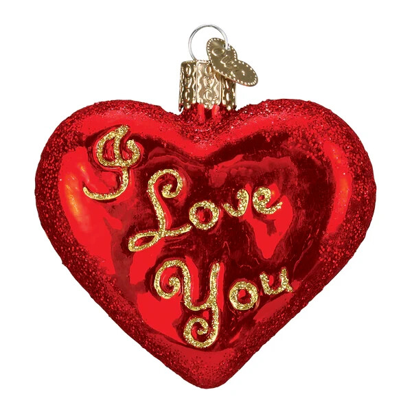 Old World Christmas I LOVE YOU HEART (30021) Glass Ornament w/ OWC Box