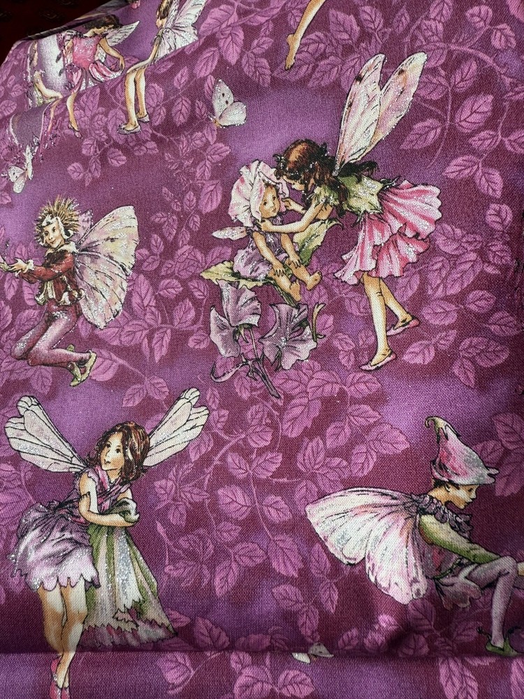 Magical Evening Flower Fairies Cotton Fabric M Miller 1 Yd New DM 4215