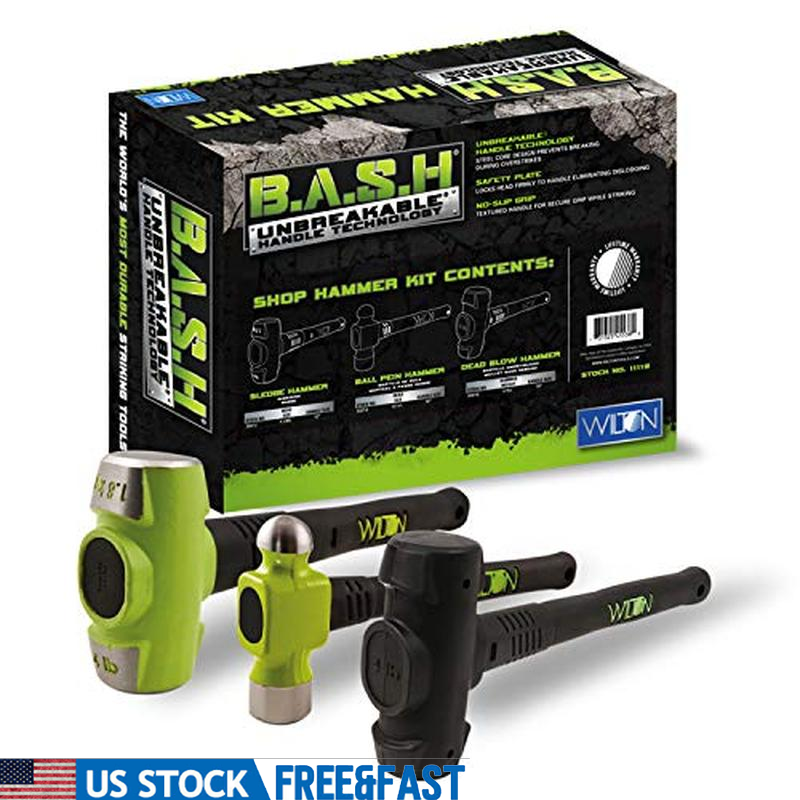 Sledge Ball Pein Dead Blow Hammer Kit Rubber Handle Ergonomic Vibration Control