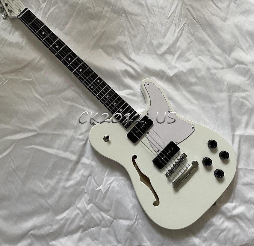 Jim Adkins JA-90 Custom Thinline White Semi-Hollow Electric Guitar 6-String