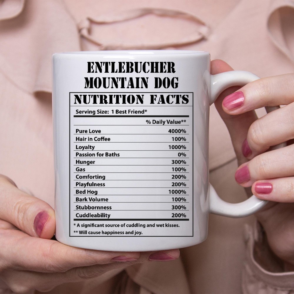 Funny Entlebucher Mountain Dog Gifts Nutritional Facts White Coffee Mug