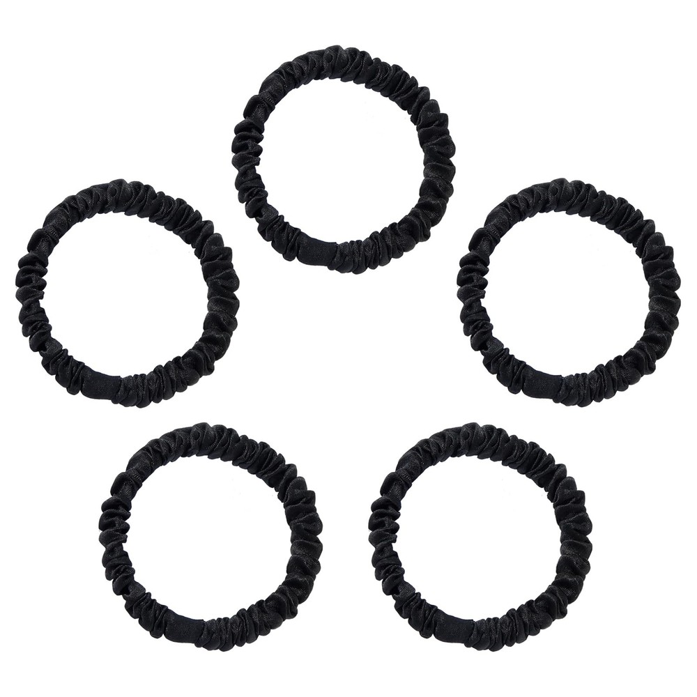 22MM Mulberry Silk Scrunchies Pack of 5 - Soft Hair Ties with Elastic Band